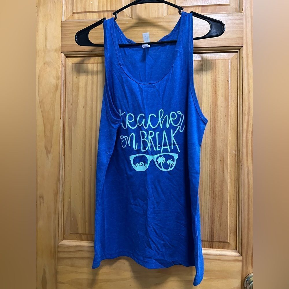 Teacher on Break size S royal blue and mint green